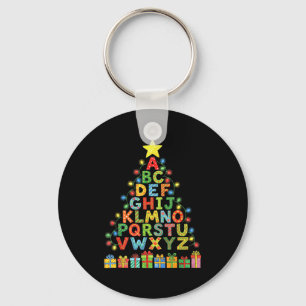 Funny Alphabet Christmas Tree Graphic Abc A-z Teac Keychain