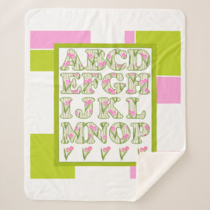 Funny alphabet, flower alphabet, alphabet sherpa blanket