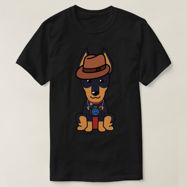 Funny Alsatian Is Holding A Camera  T-Shirt (Design Front)