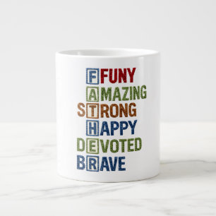 Funny Amazing Strong Happy Devoted Brave Positive Large Coffee Mug