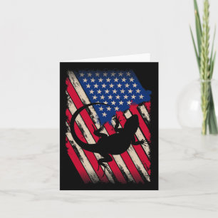 Funny America Bearded Dragon American Flag Happy 4 Card