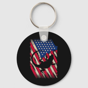 Funny America Bearded Dragon American Flag Happy 4 Keychain