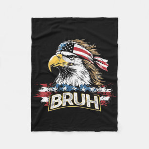 Funny America Flag Usa Bald Eagle Bruh Meme Men Wo Fleece Blanket