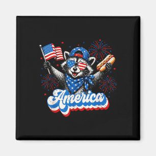 Funny america raccoon hot dog lovers patriotic magnet