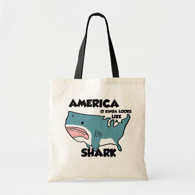 Funny america-shark shopping bag ! (Front)
