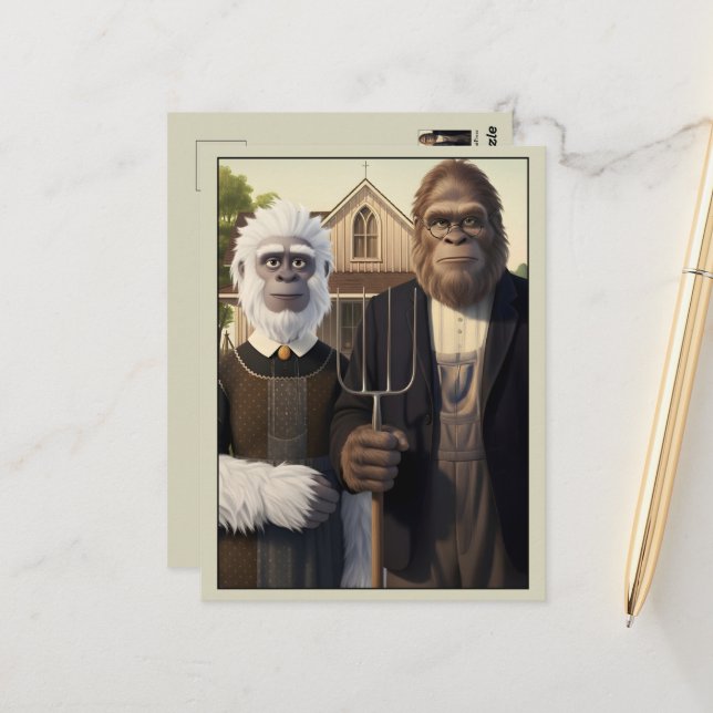 Funny American Art Parody Postcard (Front/Back In Situ)