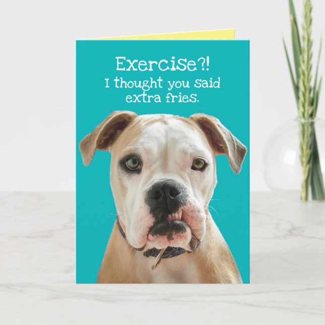 Funny American Bulldog- Extra Fries Birthday Card (Front)