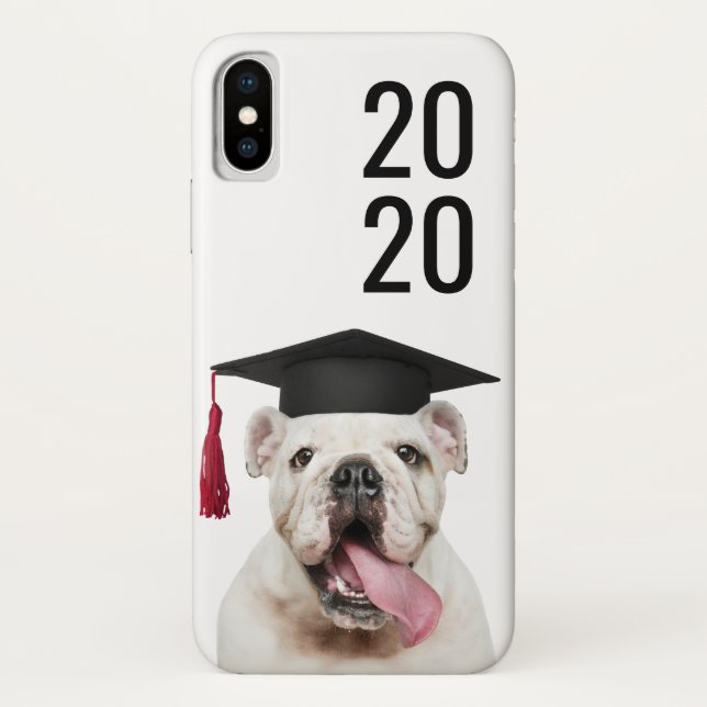 Funny American Bulldog in Grad Cap with Class Year Case-Mate iPhone Case (Back)