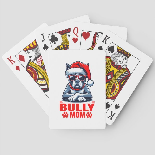 Funny American Bully mom dog owner Christmas gift Playing Cards (Back)