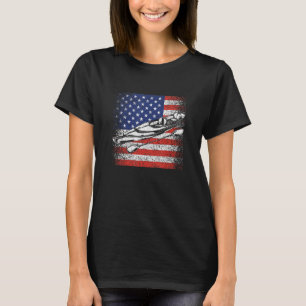 Funny American Canoe Kayaking Patriotic Kayak USA  T-Shirt