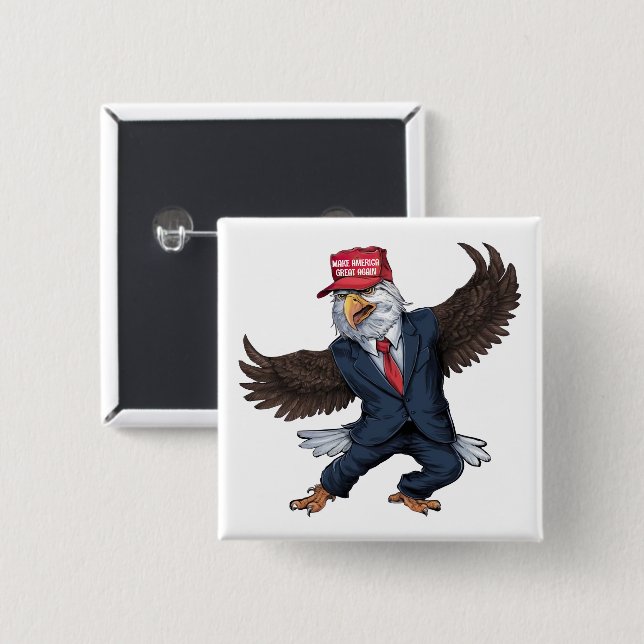 Funny American Eagle 2 Inch Square Button (Front & Back)