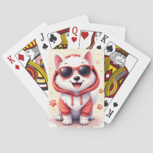 Funny American Eskimo Dog Sunglasses Hoodie Kawaii Playing Cards