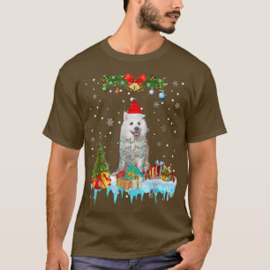 Funny American Eskimo Dog Tree Christmas Lights Xm T-Shirt