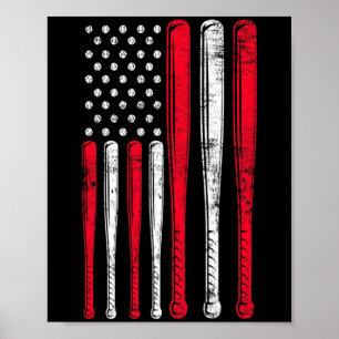 Funny American Flag Baseball Team Premium T Shirt  Poster