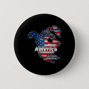 Funny American Flag Canada Greenland Gulf Map 2 Inch Round Button