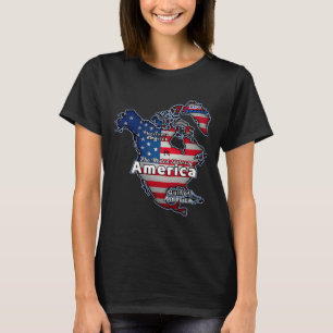 Funny American Flag Canada Greenland Gulf Map  T-Shirt