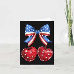 Funny American Flag Cherry Coquette Bow 4th Of Jul Card