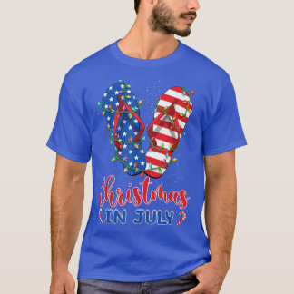 Funny American Flag Flip Flops Xmas Lights Christm T-Shirt