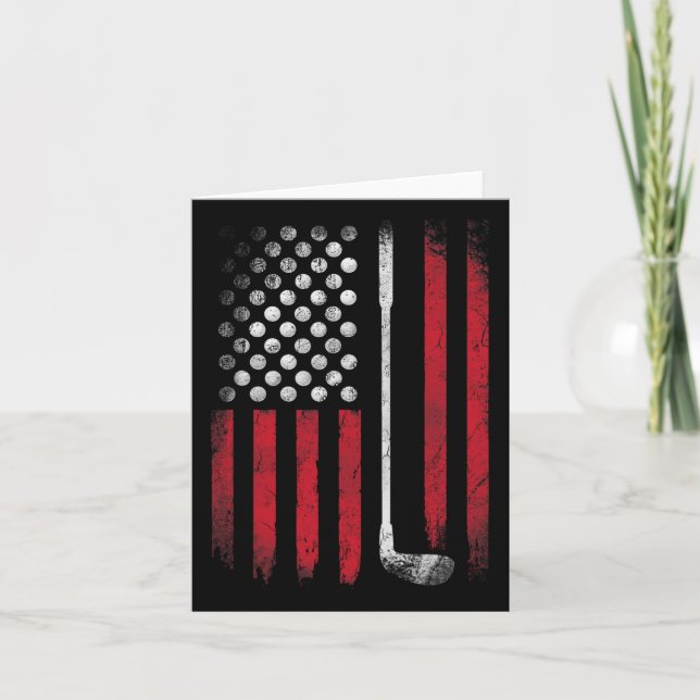 Funny American Flag Golf For Golfer  Card (Front)