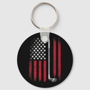 Funny American Flag Golf For Golfer Keychain