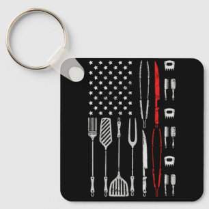 Funny American Flag Grilling Tools BBQ Grill Barbe Keychain