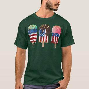 Funny American Flag Ice Cream Patriotic 4th Of Jul T-Shirt