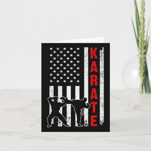 Funny American Flag Karate Art For Men Women Karat Card (Front)