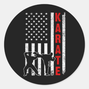 Funny American Flag Karate Art For Men Women Karat Classic Round Sticker