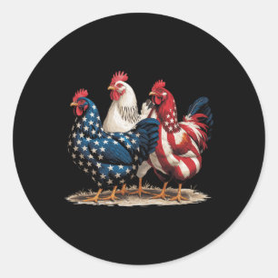 Funny American Flag Rooster Independence Day 4th O Classic Round Sticker