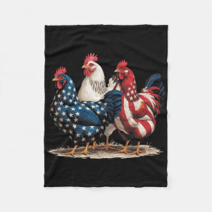 Funny American Flag Rooster Independence Day 4th O Fleece Blanket