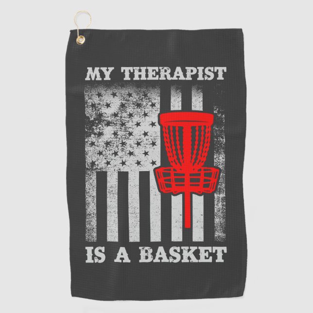 Funny American Flag Ultimate Frisbee Quote Golf Towel (Front)
