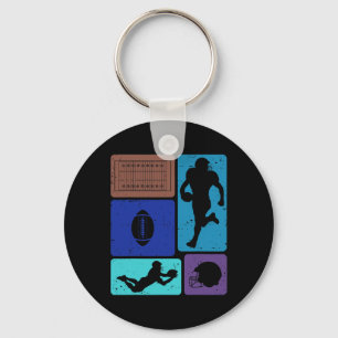 Funny American Football Player Field Game Enthusia Keychain