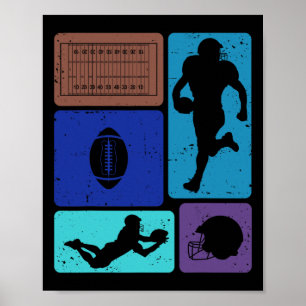 Funny American Football Player Field Game Enthusia Poster