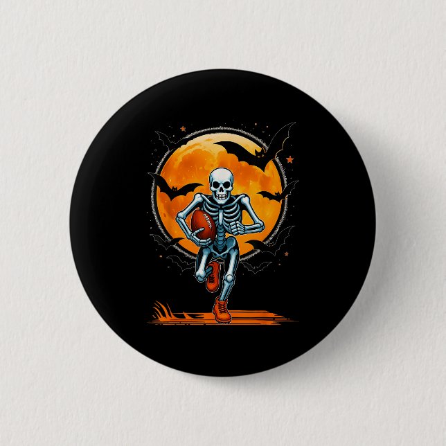 Funny American Football Skeleton Player Halloween  2 Inch Round Button (Front)