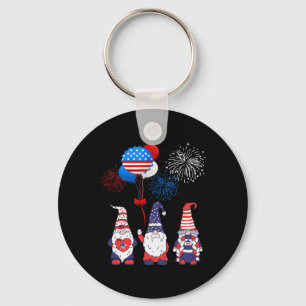 Funny American Gnomes Cool 4th July Day Independen Keychain