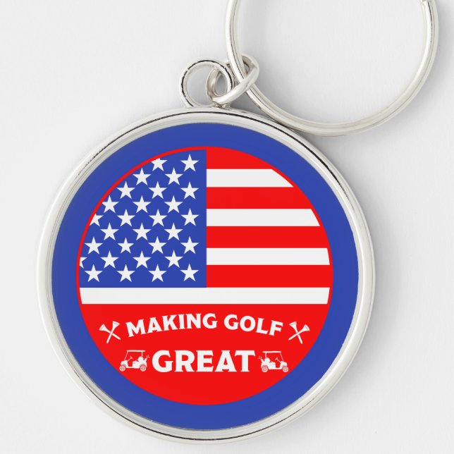 Funny American Golf Player Keychain (Front)