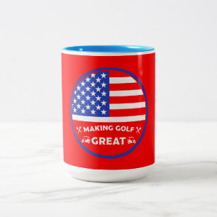Funny American Golf Player Two-Tone Coffee Mug