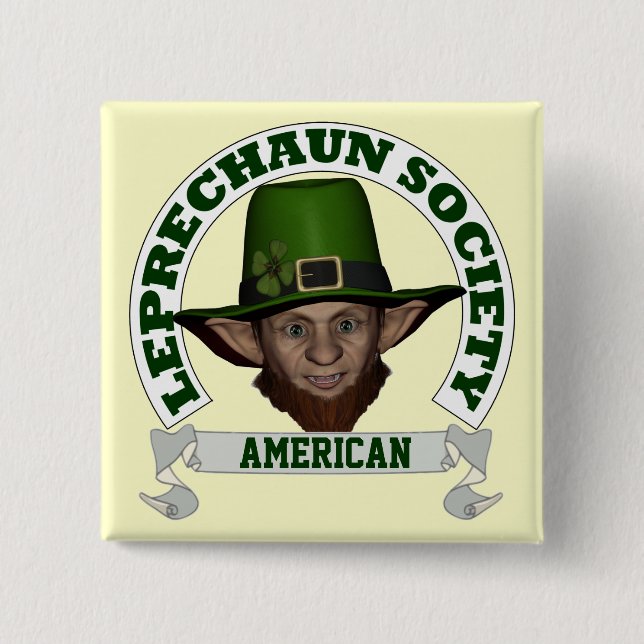 Funny American leprechaun society 2 Inch Square Button (Front)