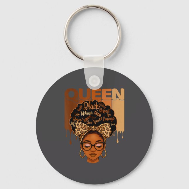 Funny American Melanin History Queen Black African Keychain (Front)