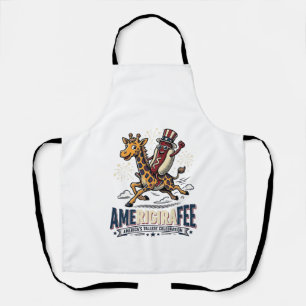 Funny Amerigiraffee Patriotic Giraffe Hot Dog Shir Apron