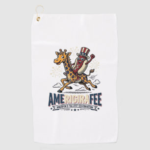 Funny Amerigiraffee Patriotic Giraffe Hot Dog Shir Golf Towel
