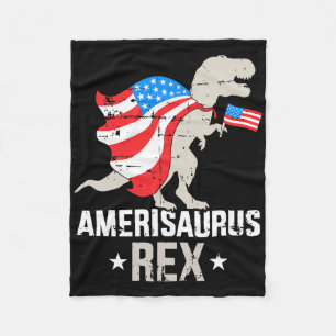 Funny Amerisaurus Rex Dinosaur Independence Day 4t Fleece Blanket