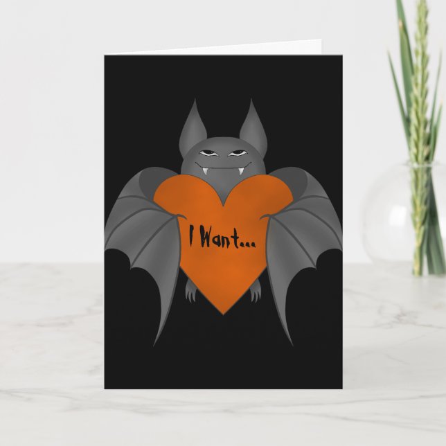 Funny amorous romantic Halloween vampire bat Card (Front)