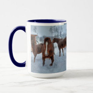 Funny Amorous Stallion and Reluctant Mare Horses Mug