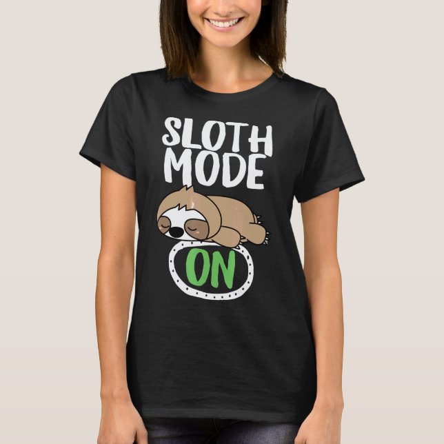 Funny Amp Cute Remote Control Sloth Mode On T-Shirt (Front)