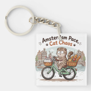 Funny Amsterdam Cat Keychain