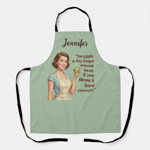 Funny An Apple A Day Retro Housewife Personalized Apron