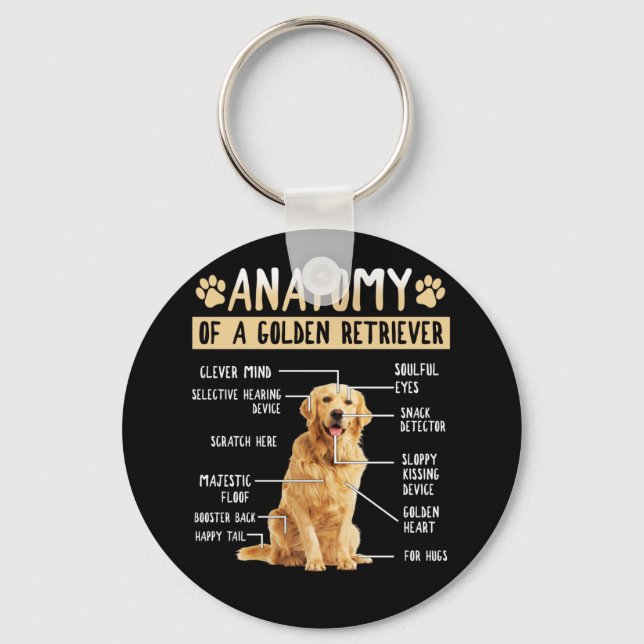 Funny Anatomy Golden Retriever Dog Lover Gift Keychain (Front)