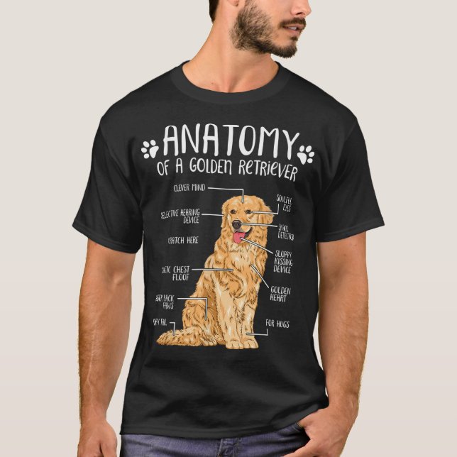 Funny Anatomy Golden Retriever Dog Lover  T-Shirt (Front)