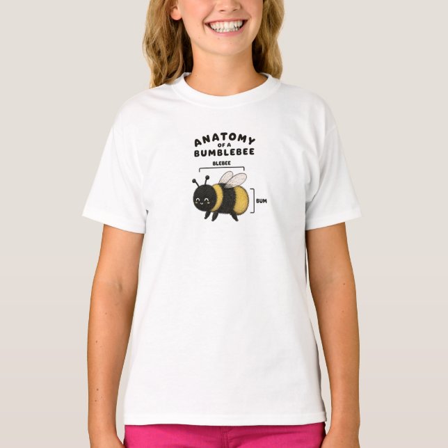 Funny Anatomy Of A Bumblebee Blebee Bum Cute  T-Shirt (Front)